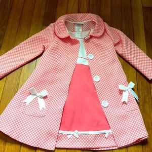 Bonnie Jean pink and white dress and jacket set size 4T GUC